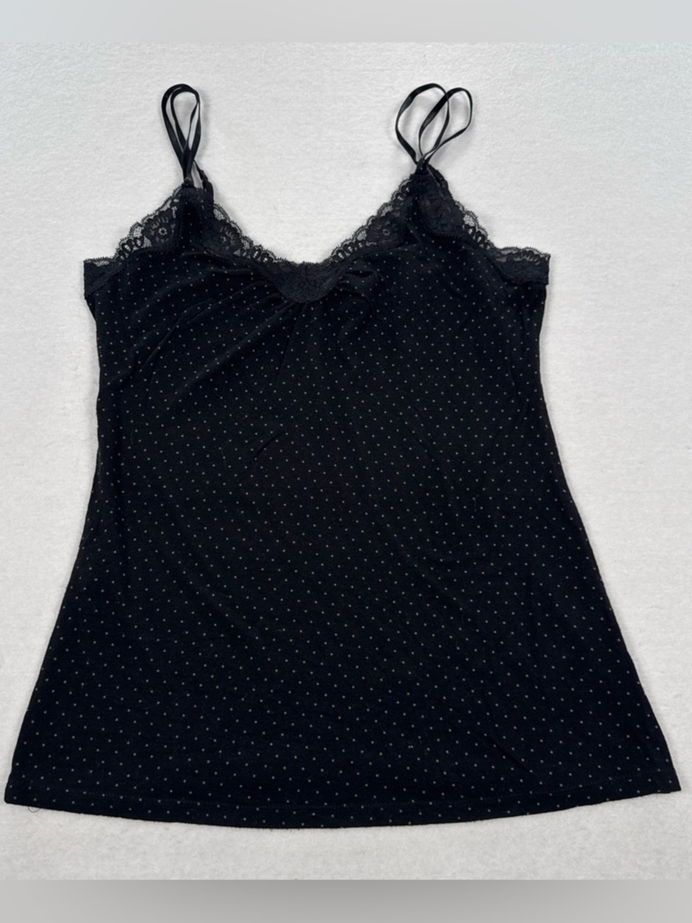 Y2K Vintage Express Camisole Tank Top Medium Black Lace Boho Grunge Whimsigoth